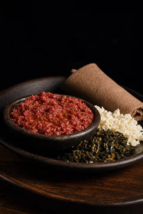 Kitfo with ayib cheese